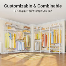 VIPEK V5 Portable Closet Wardrobe Heavy Duty Clothes Rack, Freestanding Clothing Racks with 4 Hang Rods & 8 Shelves, Adjustable Custom Closet Racks, 68.9