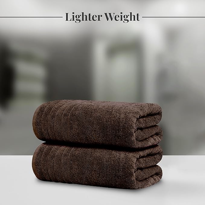 Tens Towels Pack of 2 Extra Large Bath Sheets 35 x 70 Inches, 100% Cotton, Larger & Lighter Weight, Quicker to Dry, Super Soft & Absorbent, Oversized Bath Towels, Brown