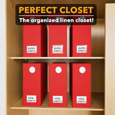 SpaceAid 6 Pack Bed Sheet Organizers and Storage, Foldable Sheet Organizer with Window for Linen Closet, Set Folder Keeper for Queen & King Size Bedding Storage (Red)