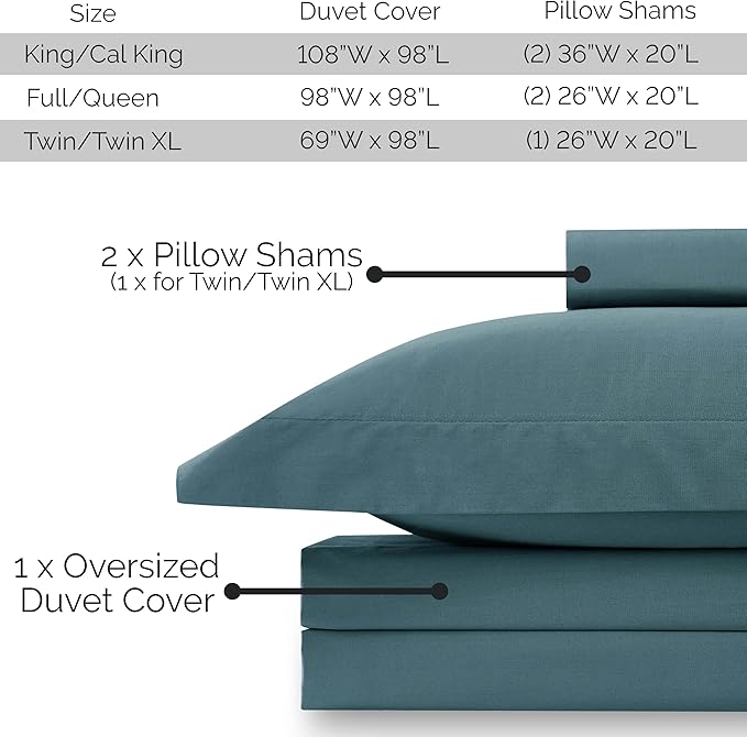 Southshore Fine Living, Inc. Premium Collection Oversized Twin Duvet Cover Bedding Set, Soft Steel Blue Duvet Cover Bedspread 2-Piece with Matching Sham (69 in Wide X 98 in Long), Steel Blue
