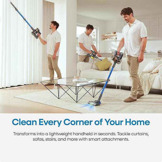 UNINELL HOME Cordless Vacuum Cleaner,45000Pa/450W Vacuum Cleaners for Home,60Mins Lightweight Stick Vacuum,Anti-Tangle & Wall Mount Charging,Vacuum Cordless for Hardwood Floor Carpet Pet Hair