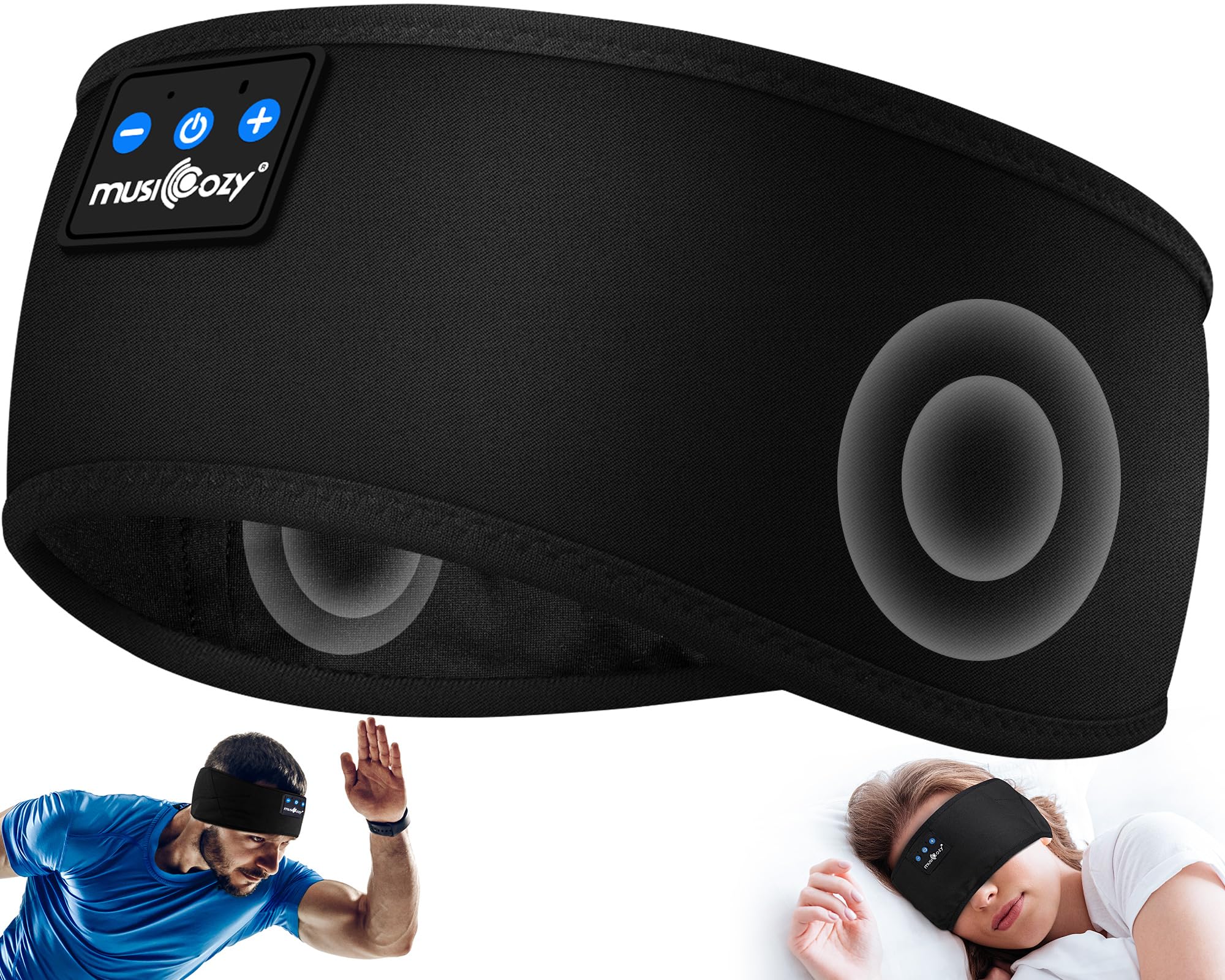 MUSICOZY Sleep Headphones Bluetooth 5.4 Headband, Sports Wireless Earphones Sweat Resistant Earbuds Sleeping Headphone with Ultra-Thin HD Stereo Speaker for Workout Running Cool Gadgets Unique Gifts Dormly