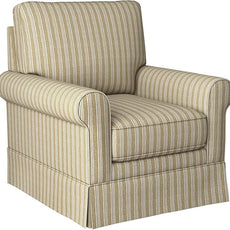 INZOY Swivel Accent Chair Linen Mid Century Modern Chair, Comfy Swivel Barrel Reading Chair, Upholstered Square Chair for Living Room Bedroom Small Spaces, Fully Assembled, Brown Stripe