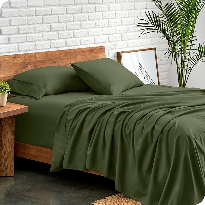 Bare Home Full Sheet Set - Luxury 1800 Ultra-Soft Microfiber Full Bed Sheets - Double Brushed - Deep Pockets - Easy Fit - 4 Piece Set - Bedding Sheets & Pillowcases (Full, Cypress) BareHome