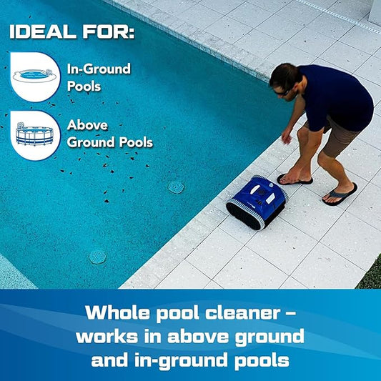 (All-New 2025) POOL BLASTER CX-300 Cordless Robotic Pool Cleaner for Smaller Inground & Above Ground Pools, 2.5 Hr Runtime, Wall Climbing, Smart Navigation, Rechargeable, Lightweight Robot Pool Vacuum