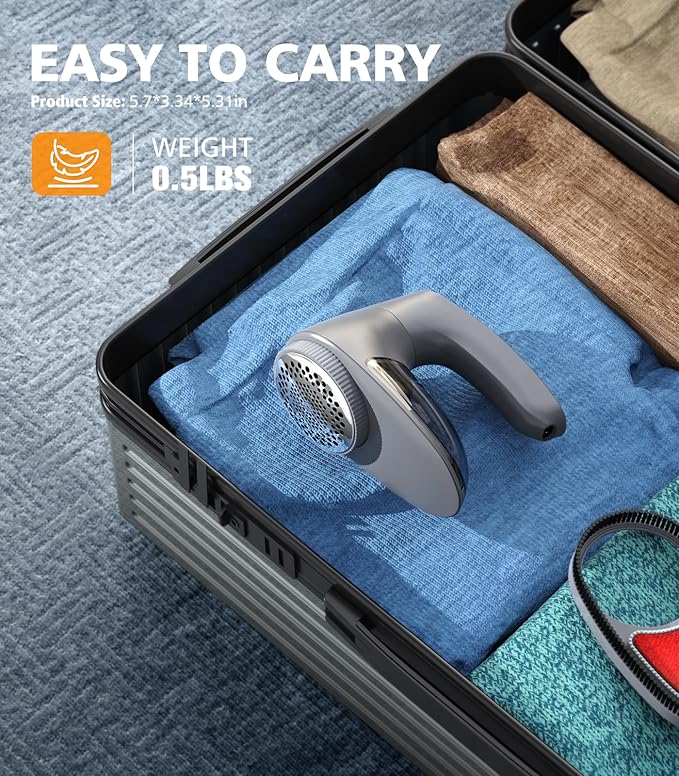 POPCHOSE Fabric Shaver for Clothing, Electric Lint Remover Sweater Shaver to Remove Pilling, Depiller for Clothes, Furniture, Couch, Fuzz with 6-Leaf Blades Extra, Electrostatic Brush