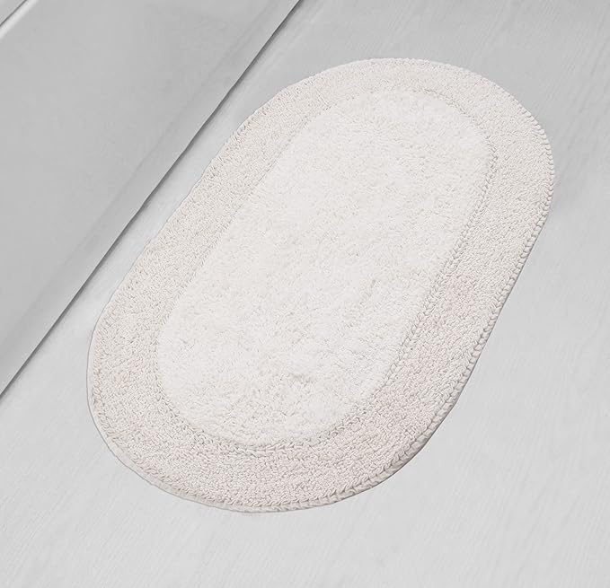 Home Weavers Double Ruffle Collection 100% Cotton Bathroom Rugs Set, Washable Rug, Extra Soft and Absorbent Bath Rug, Kitchen Mat, Bath Mat Set, Bath Floor Mat Non Slip, 24"x40" Rectangle, Ivory