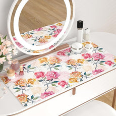 QIYI Floral Mouse Pad, Watercolor Flowers Desk Mat for Desktop, Women Girls Office Décor Accessories, PU Leather Waterproof Gaming Mousepad, Pink Yellow Peonies Desk Pad Computer Mat, 31.5