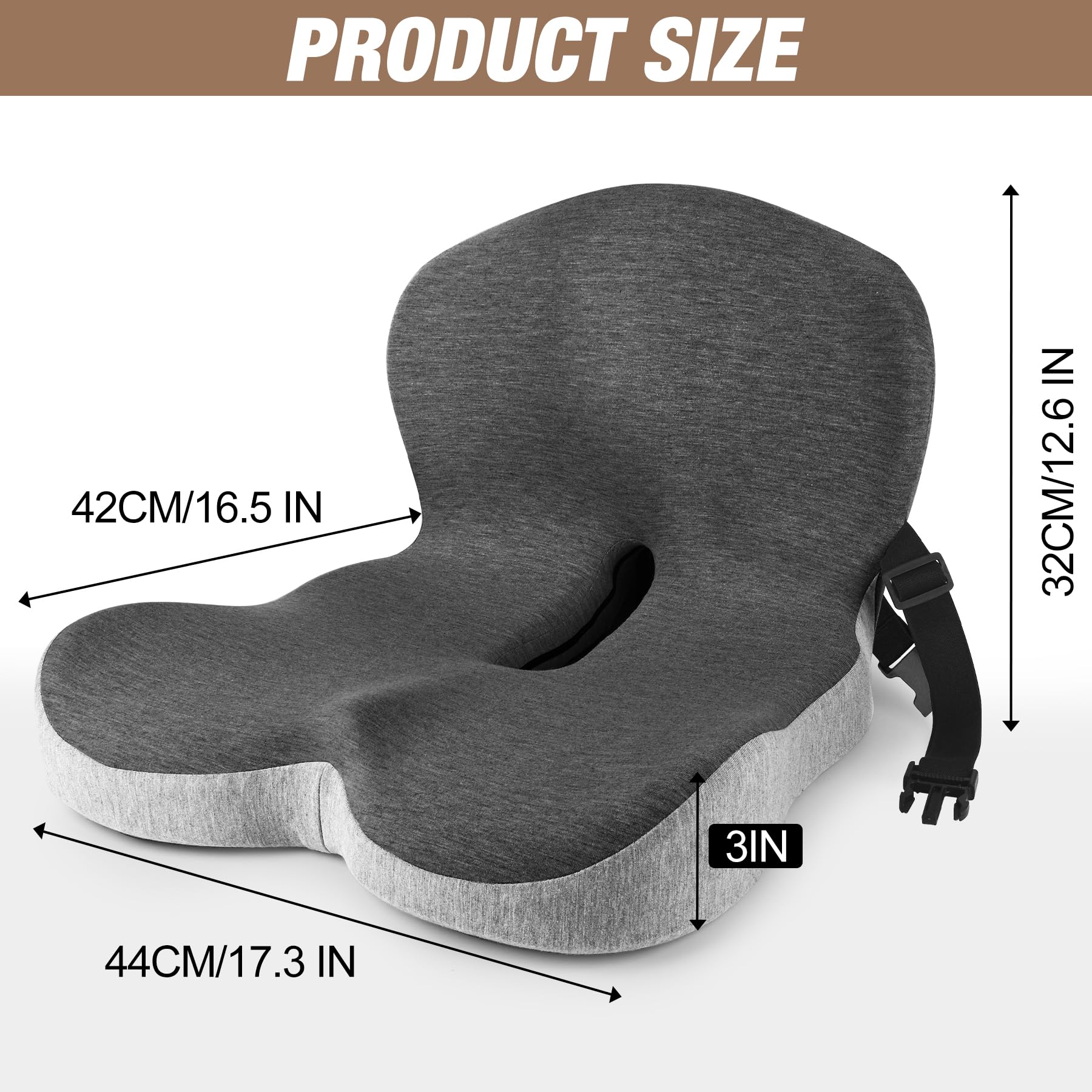 MYFAMIREA Truck Seat Cushion, Memory Foam Trucker Seat Cushion for Truck Driver Long Sitting with Adjustable Strap, Back Support and Pain Relief for Trucker Driving Car Office Chair and Pain Dormly