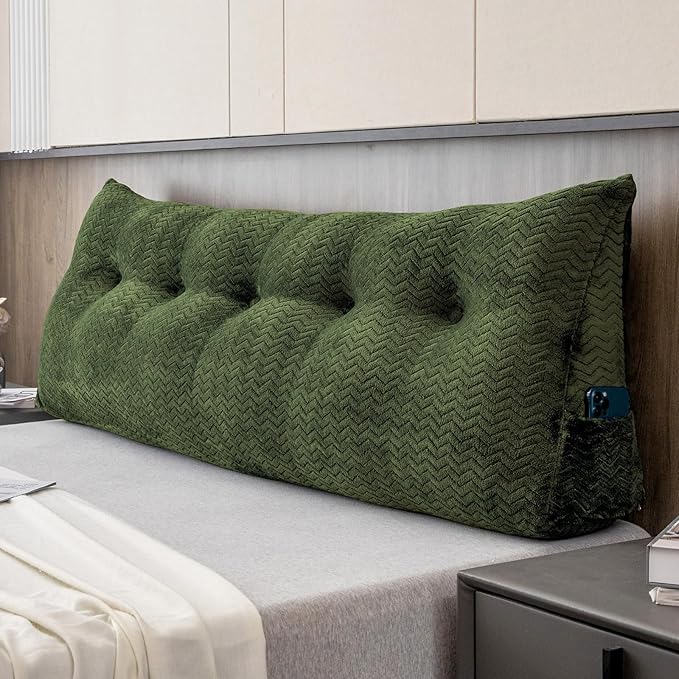 Large Bolster Triangular Headboard Wedge Backrest Positioning Support Bed Rest Reading Pillows Headboard Wedge Pillows for Day Bed with Removable Cover