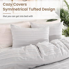 NEXHOME PRO Duvet Cover King Size, Light Grey 3 Pieces Boho Tufted Duvet Cover Set, Soft and Lightweight Microfiber Comforter Cover Set for All Season (Light Grey King, 104 x 90)-No Comforter