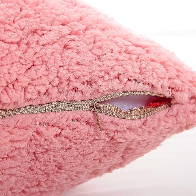 Reafort Ultra Soft Sherpa Body Pillow Cover/Case with Zipper Closure 21"x54" (21"x54" Body Pillow Cover, Pink)