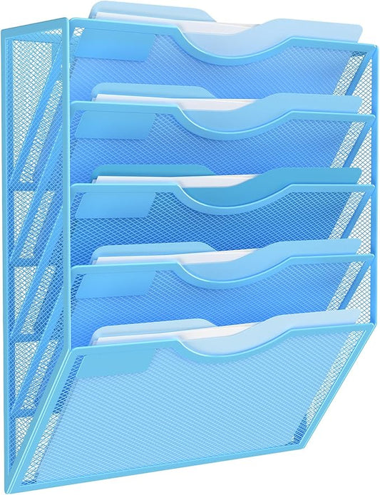 Kuntine.B Wall File Organizer (Blue, 5 Tier)
