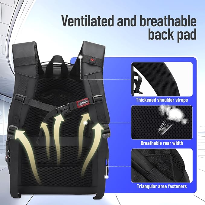 40L TSA Travel Laptop Backpack, Carry-On Weekender Bag with USB Port & TSA Lock, 17.3 Inch Business Travel Backpack for Men, Expandable Overnight Bag with Large Capacity & Flight Approved Design