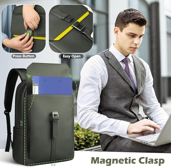 hk Slim Laptop Backpack for Men Women, Lightweight Business Backpacks 15.6 Inch Water-resistant Computer Bag for College Work Daily