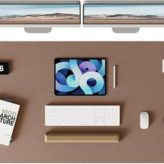 YSAGi Double-Sided Desk Pad, Leather Desk Mat, Eco Cork Desk Pad Protector,Large Mouse Pad,Waterproof Desk Blotter for Office/Home (Coffee+Cork, 47.2