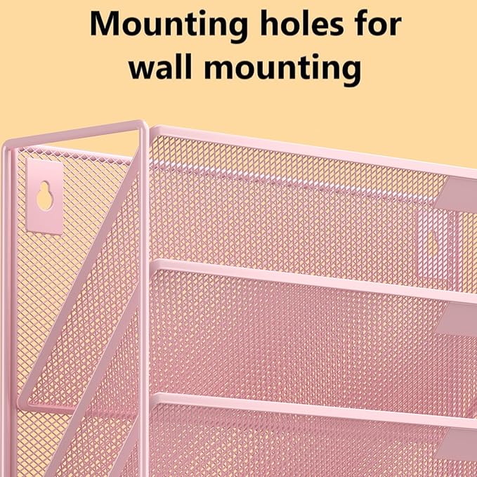 Kuntine.B Wall File Organizer (Pink, 6 Tier)