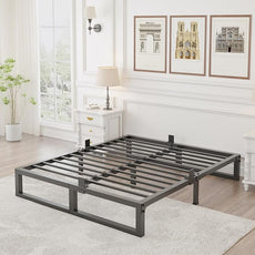 10 inch Full Size Bed Frame Low Profile Metal Platform Frames with Mattress Slide Stopper,Heavy Steel Slats Support,No Box Spring Needed,Noise Free,Non-Slip,Easy Assembly
