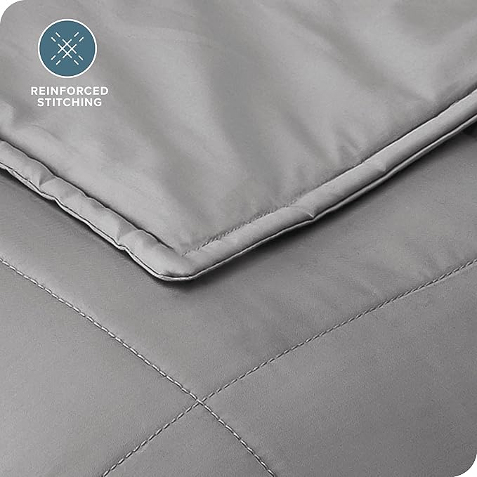 Bare Home Weighted Blanket All-Natural 100% Cotton with Nontoxic Glass Beads 60"x80" 17lbs, Light Grey