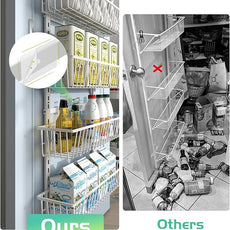 Over The Door Pantry Organizer, Pantry Organization and Storage, 8-Tier Deep Baskets Hanging Heavy-Duty Metal, Wall Spice Rack Seasoning Shelves for Home & Kitchen, Laundry Room Bathroom, White