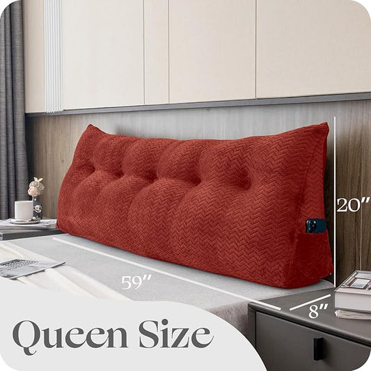 Large Bolster Triangular Headboard Wedge Backrest Positioning Support Bed Rest Reading Pillows Headboard Wedge Pillows for Day Bed with Removable Cover