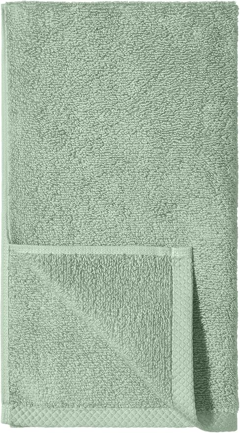 Amazon basics Lightweight quick-dry hand towels - 100% cotton, 8-pack, 28 x 16 inches, seafoam green