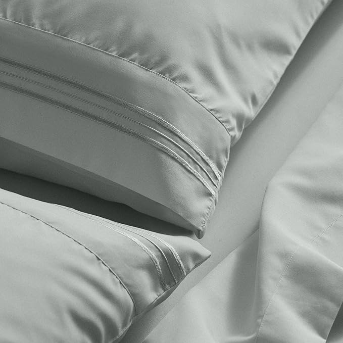 Mellanni California King Sheet Set - 6-Piece Iconic Collection Bedding, (Including 4 Pillowcases), 21-Inch Extra Deep Pocket, Easy Care, Ultra Soft, Cooling Sheets, Brushed Microfiber - Spa Mint