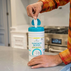 1 Pack Surface Cleaning Wipes with Bleach, All-Purpose Cleaner for Bathroom, Kitchen, Office, 75 Count Canister, 7.5