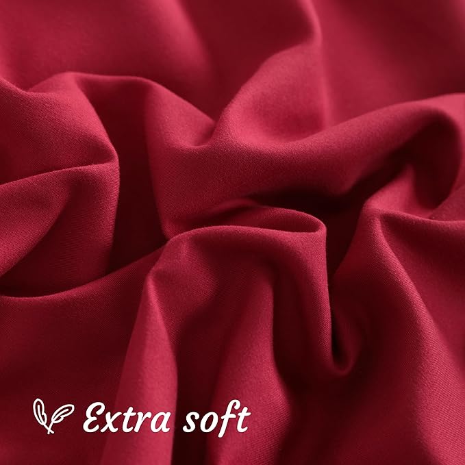 NTBAY King Pillow Cases Set of 2, 2 Pack Brushed Microfiber 20x40 Pillow Cases, Soft, Wrinkle, Fade, Stain Resistant Wine Red Pillow Cases with Envelope Closure, 20x40 Inches, Wine Red