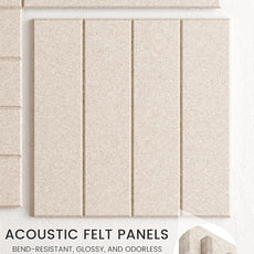 Bumusty Large Cork Board Alternative-47 x35 Felt Bulletin Board Tiles, with 30 Pushpins, 70 Adhesive Tabs, 12-Pack Slat Wall Paneling, Cork Boards for Office Push Pin Board Felt Board-Oatmeal