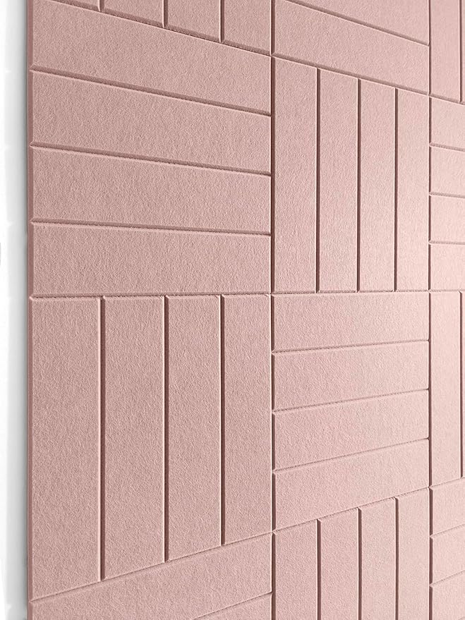 Felt Bulletin Board Tiles | Modern Cork Board Alternative | Large Cork Boards for Walls | Aesthetic Felt Wall Panels for Office & Home Decor | Pinboard & Photo Board (12-Pack) | Pink