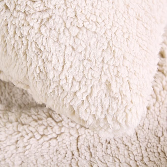 Reafort Ultra Soft Sherpa Body Pillow Cover/Case with Zipper Closure 21"x54" (21"x54" Body Pillow Cover, Cream)