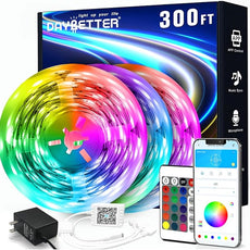 DAYBETTER Led Strip Lights 300 ft (3 Rolls of 100 ft) Color Changing Lights Strip for Bedroom, Desk, Indoor Room Bedroom Valentine Decor, with Remote and 24V Power Supply