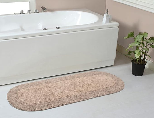 Home Weavers Double Ruffle Collection 100% Cotton Bathroom Rugs Set, Washable Rug, Extra Soft and Absorbent Bath Rug, Kitchen Mat, Bath Mat Set, Bath Floor Mat Non Slip, 21"x54" Runner, Linen