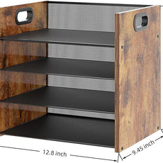 Wood Desk Organizer - 4-Tier Desktop File Organizer, Wooden Paper Organizer, Office Desk Organizer for Papers, Mail, Notebooks, Stationery