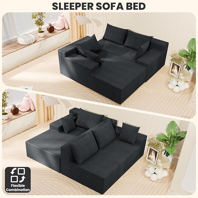 LEVELEVE 107" Cloud Sectional Couch with Deep Seat，Modern Modular Sofa with L-Shape Chaise，No Assembly Required, Upholstered Couches for Living Room Bedroom(Dark Gery,Left Facing Chaise)