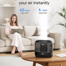 Dreo Smart Humidifiers for Bedroom, Top Fill 4L Supersized Humidifier Large Room with 28 dB, 36H Runtime, Touch/APP/Voice Control, Nightlight, Cool Mist Humidifiers for Baby, Plants, Indoor, Black