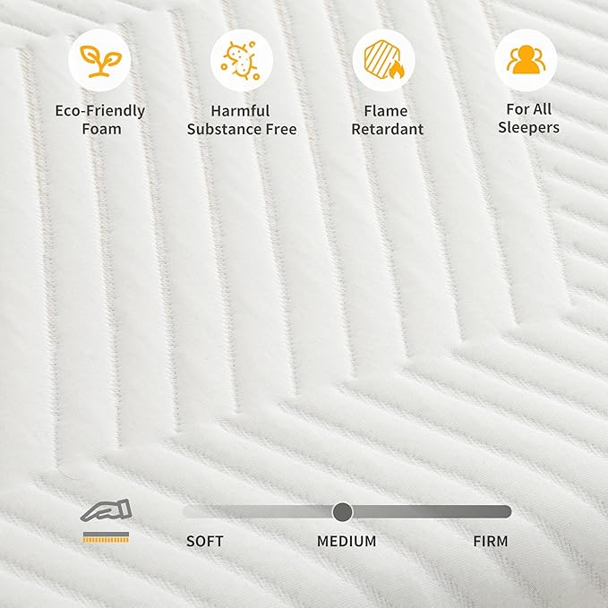 ESHINE Adjustable Bed Frame with Mattress + 12 Inch Memory Foam Mattress, Bluetooth APP Control, Wireless Remote, Zero Gravity, Anti Snore, King, Head and Foot Incline, 2000 Series