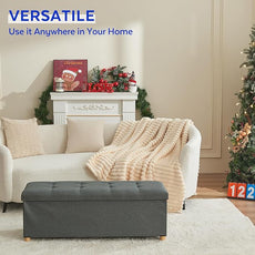 BRIAN & DANY 43 Inches Folding Storage Ottoman Bench, Ottoman with Storage Bench for Bedroom, Living Room, Entryway, Foot Rest with Legs, Dark Gery