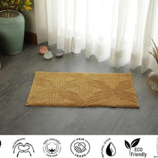 SHIKARA Organic Luxurious Organic Cotton Bath Rug, 32x20 Inch, Anti-Slip, Machine-Washable Bathmat Perfect for Tub & Shower, Toilet Floors, Door Rug Bath Mat (Yellow Ochre)