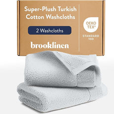 Brooklinen Super-Plush Turkish Cotton Washcloths - Set of 2 - Cotton, 820 GSM, Highly Absorbent, Machine Washable, Perfect for Home & Bathroom (13
