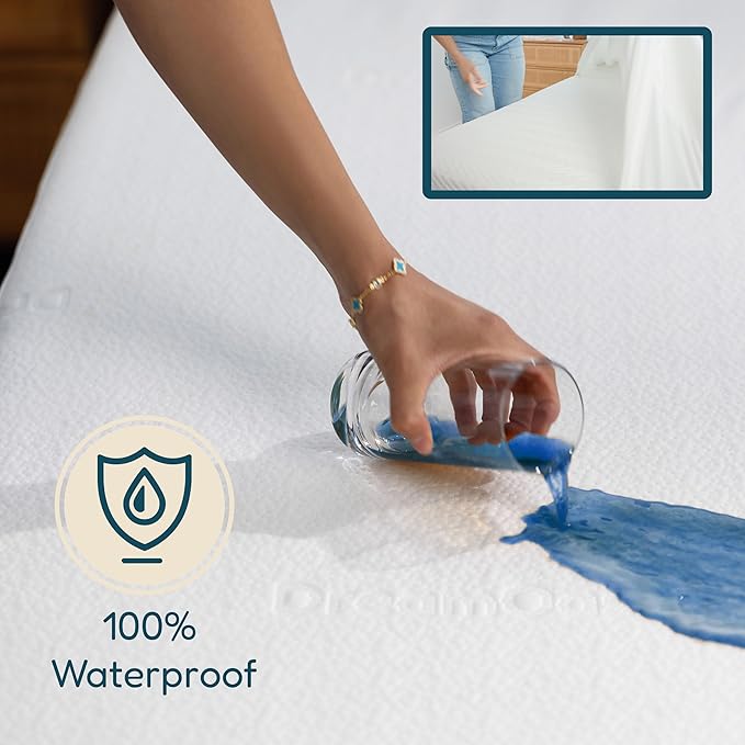 DreamOasis Waterproof Mattress Protector Twin Size - Premium Bamboo Viscose, Super Soft, Breathable, Machine Washable, Noiseless Bed Mattress Cover - White