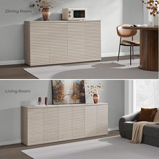 SICOTAS Buffet Cabinet with Storage Accent Sideboard Modern Credenza with Doors & Shelves Fluted Media Console Mid Century Coffee Bar Table for Living Room Kitchen Dining Room Hallway (2PCS)