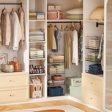 4 Tier Stackable Closet Organizers and Storage Shelves, Foldable Closet Shelf Organizer System, Stackable Storage Bins Drawers for Clothes Organizer System, Black(Patent Pending)