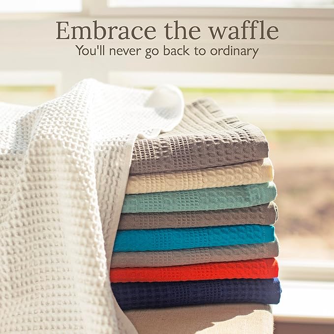 GILDEN TREE Waffle Towels Wash Cloths for Showering, Exfoliating Washcloth Face Towels, Quick Dry Towel Cotton Washcloths Set of 4, Classic Style (Aqua)