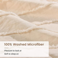 NEXHOME PRO Duvet Cover Full Size,3 Pieces Boho Tufted Duvet Cover Set, Soft and Lightweight Microfiber Comforter Cover Set for All Season (Khaki Full, 80 x 90)-No Comforter