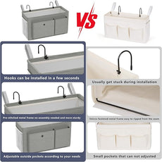 Bedside Caddy Bedside Organizer with Fixed Straps & Water Bottle Holder, Bunk Bed Caddy ideal for Home, Dorm, Hospital, Crib, Versatile Bedside Storage Solution (Grey 2pcs)