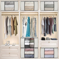 Fab totes 24 Gallons Clothes Storage, Foldable Thick Fabric Blanket Storage Bags, Containers for Organizing Bedroom, Closet, Clothing, Comforter, Organization with Handle (8 Pack,Ivory)