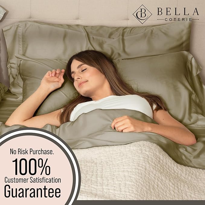 Bella Coterie 6 Piece Luxury Bamboo Viscose California King Size Sheet Set | 100% Organically Grown | Cooling for Hot Sleepers | 18" Deep Pocket | Soft & Hypoallergenic | 4 Pillowcases [Olive]