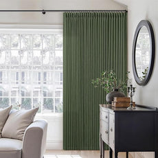 Olive Green Pinch Pleated Linen Curtains 92 Inches Long 2 Panels for Living Room Bedroom Semi Sheer Pinch Pleat Drapes with Hooks Rings Boho Farmhouse Light Filtering Window Curtain 40x92